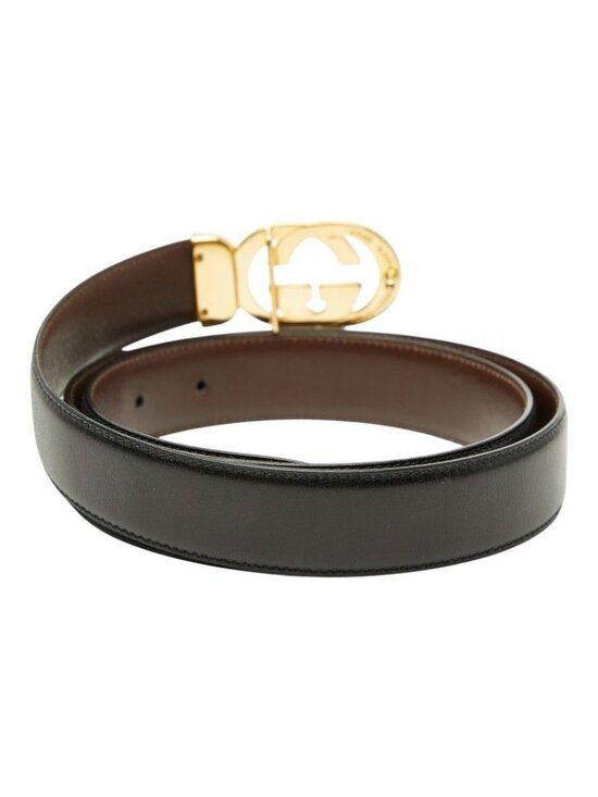 Gucci Vintage 084 Black Brown Leather Belt main image 6